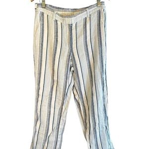 Talbots size 8 blue‎ and white striped linen pants
